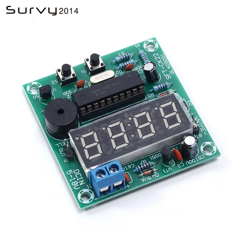AT89C2051 Digital 4/6 Bits Electronic Clock Electronic Production Suite Kit 