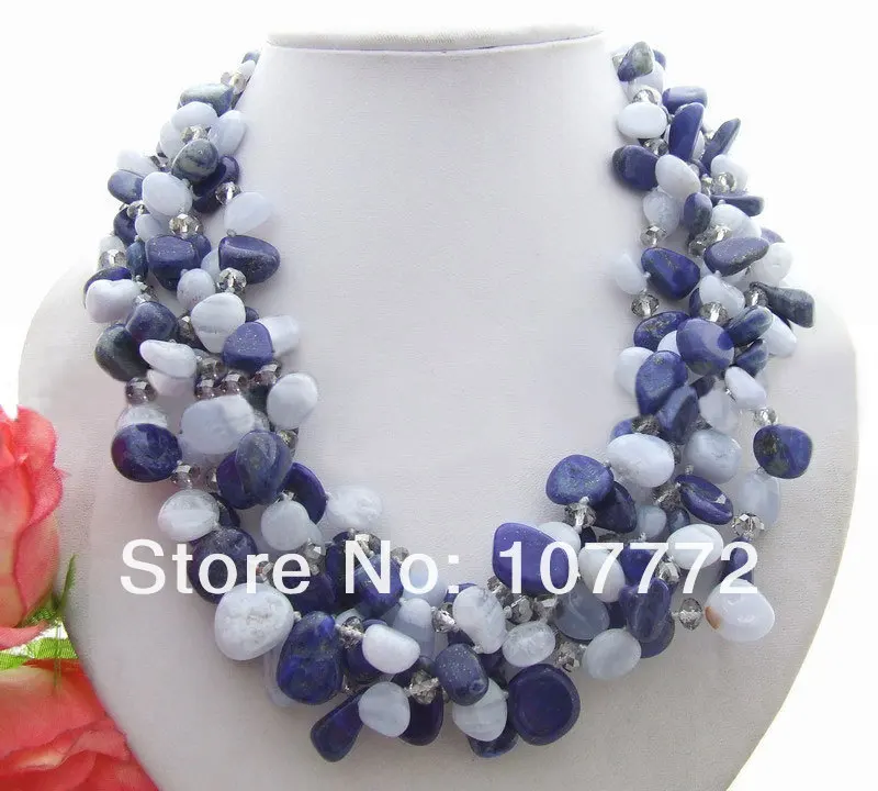 

5 Strands Natural Lapis&Blue Lace Onyx Necklace