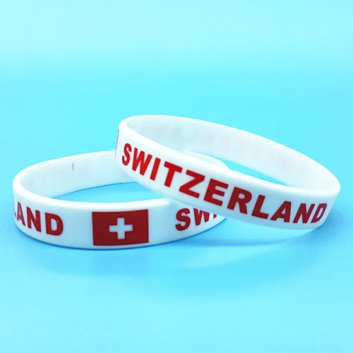 1 шт., силиконовый браслет с рисунком флага страны, для мужчин и женщин, мяч для регби, резиновый браслет с голограммой, браслеты на запястье, аксессуары, подарки - Окраска металла: Switzerland