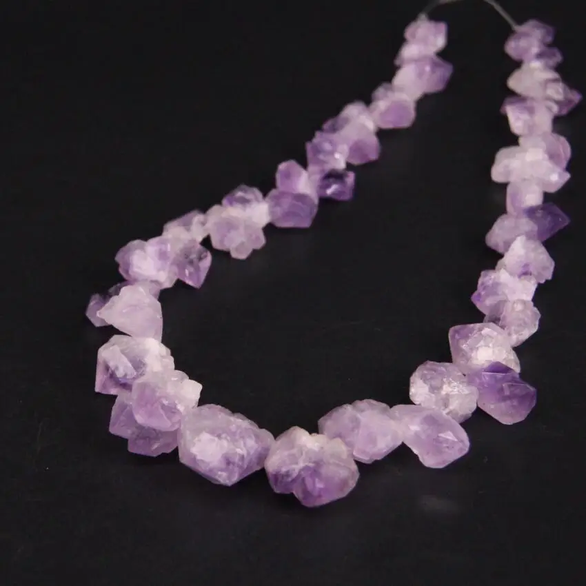 

15.5"/strand Natural Raw Amethysts Drusy Freeform Nugget Chips Loose Beads,Roug Crystal Quartz Gravel Pendant Graduated Beads