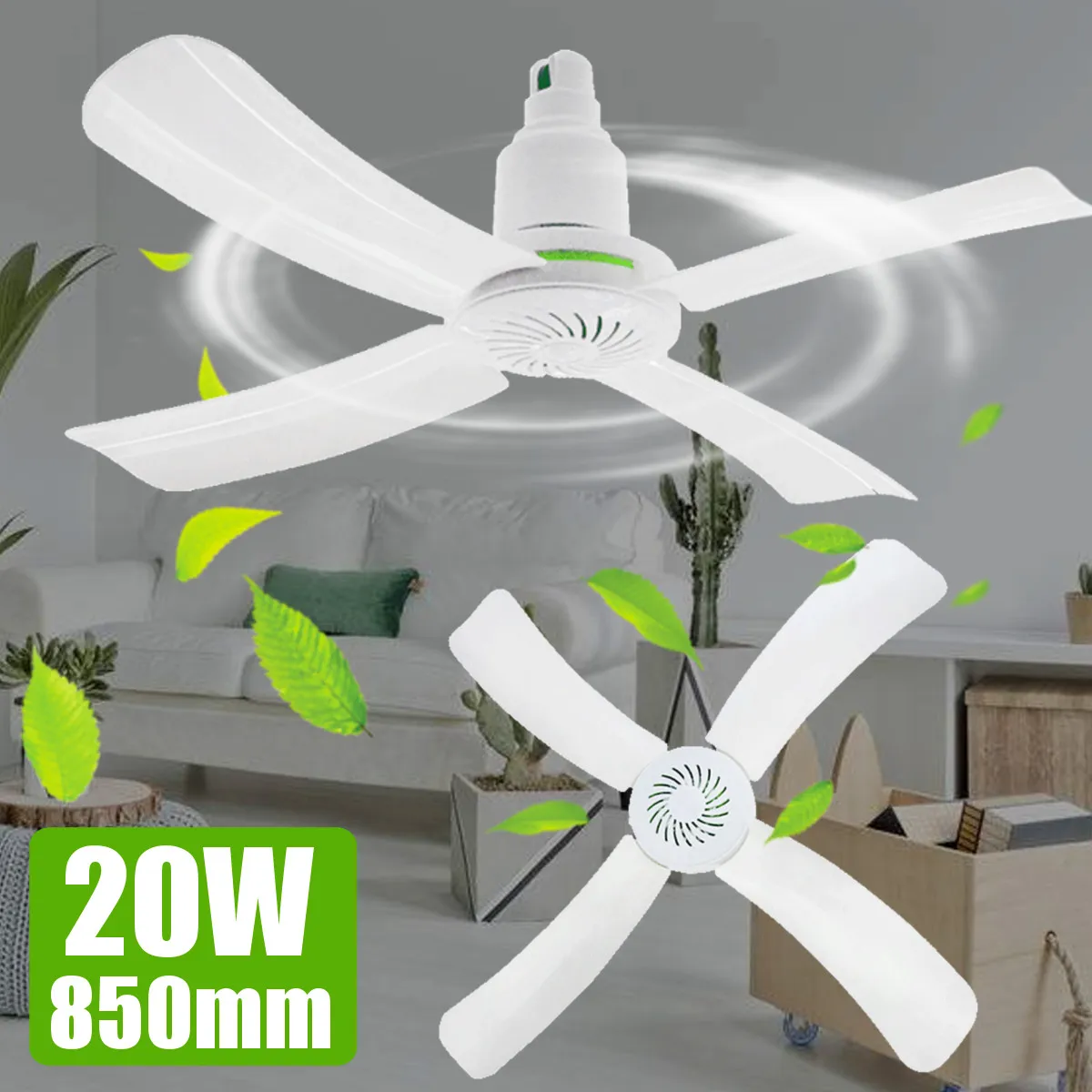 

220V20W Silent Plastic 4 Leaves Turn Page Fan Brushless Converter Motor Battery Mini Ceiling Fan Hanging Fan Soft Wind Household