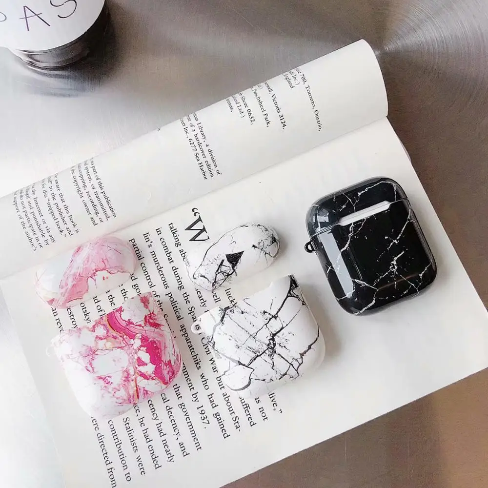 

Earphone Case For Airpods Case Fashion Marble Hard Headphone Case Protective Cover Accessories for Apple Air pods Charging Box