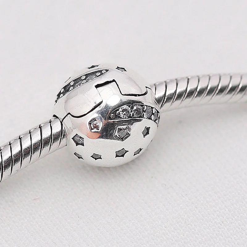 925 Sterling Silver Stopper Beads Diy Stars Round Clips Lock Charms for