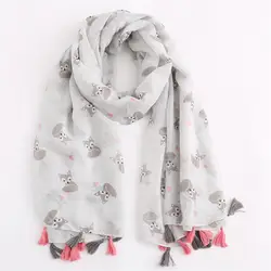 Женская Новая мода стиль шарф кисточкой животных лисы печати Простой шарф высокое качество подарок для femme A429