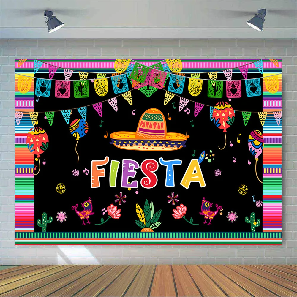 Fiesta Backdrop for Photography Mexican Style Theme Party Colorful Flag Background Photo Booth Studio Birhtday Prom | Электроника