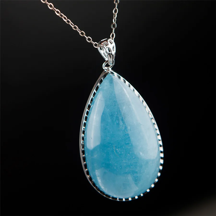 Genuine Blue Natural Aquamarine Gemstone 925 Sterling Silver Fine