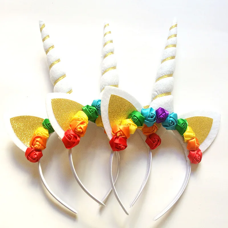 Magical Unicorn Head Band Cosplay Decorative Girls Rainbow Fancy Dress Party Kid