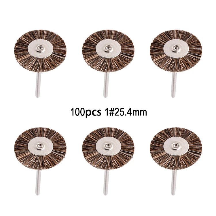 100PCS Horse Hair Brush Polishing Wheel for Dental Rotary Tools 2.35mm