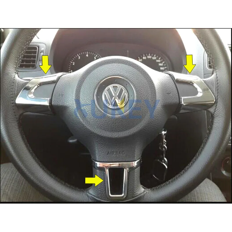 3 шт. для VW 2009-2013 Golf 6 Mk6 Bora/2011- VW Polo Jetta Eos 2012 Touran Caddy рулевое колесо хромированная крышка вставки отделка