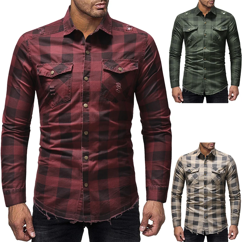 2018 Новый стиль Aramy Одежда высшего качества Для мужчин рубашки Бизнес Повседневное полоса решетки футболки с длинными рукавами
