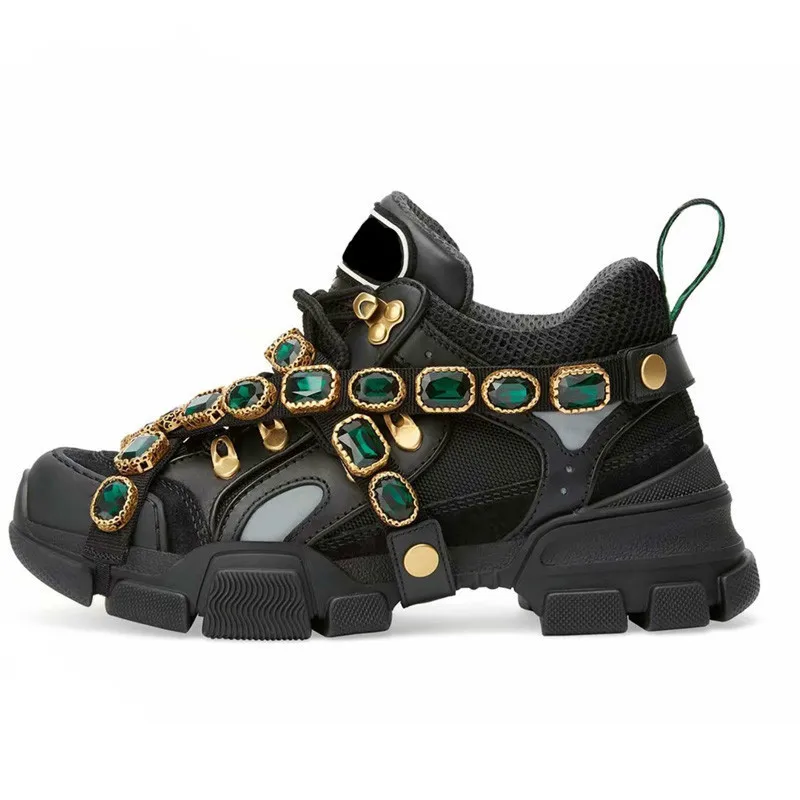 

Rhinestone Chains Air Mesh Women Casual Shoes Round Toe Lace Up Runaway Outwear Black White Wedges Leisure Jewel Shoes Woman