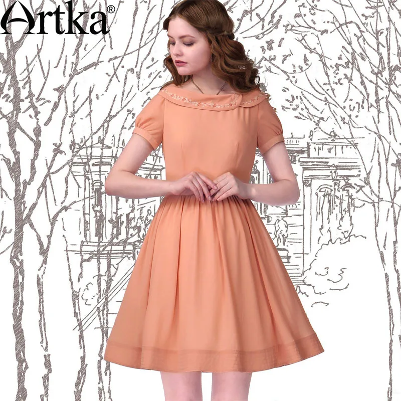 Artka 2015 женская ретро новая коллекция летней одежды с коротким рукавом