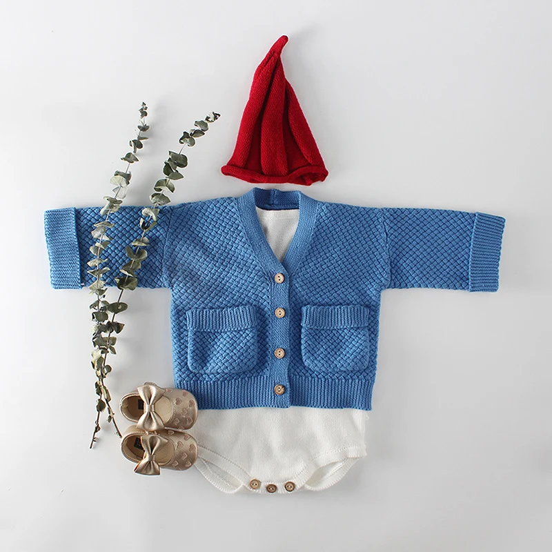MILANCEL 2018 Baby Girls Winter Clothes Knitted Baby Cardigan Pocket Style Baby Boys Sweaters Cardigan Baby Clothing
