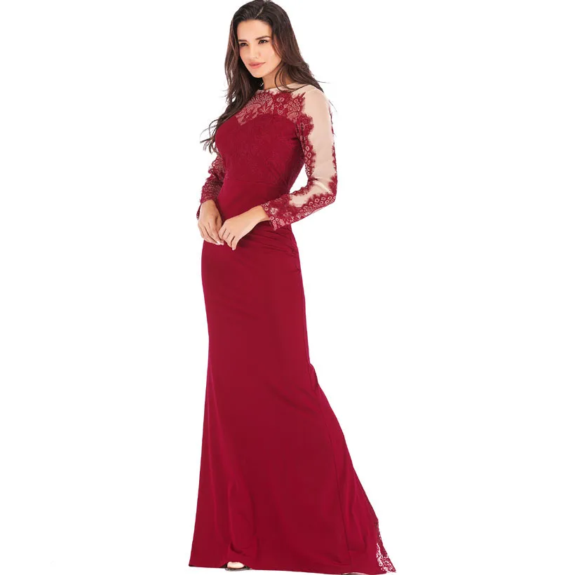 IDress High Quality Lace Embroidery Evening Dress Long Sleeve Charming Robe Longue Femme Long Dress for Wedding Party for Woman (13)