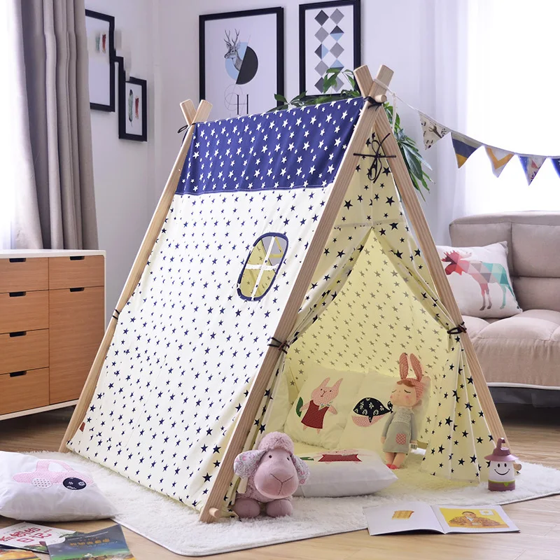 

Little spotted princess tent Children's tent play house Indian tent easy to wash and wash wooden structure small tent
