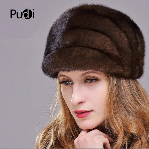 HM023 women's winter hats Real genuine mink fur hat winter women's warm