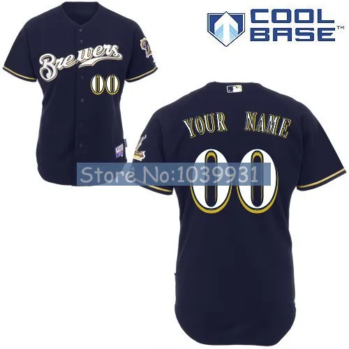 Free Shipping Custom Milwaukee Brewers Authentic Personalized 2013 New Cool Base Double Stitched Onfield Baseball Jersey | Спорт и