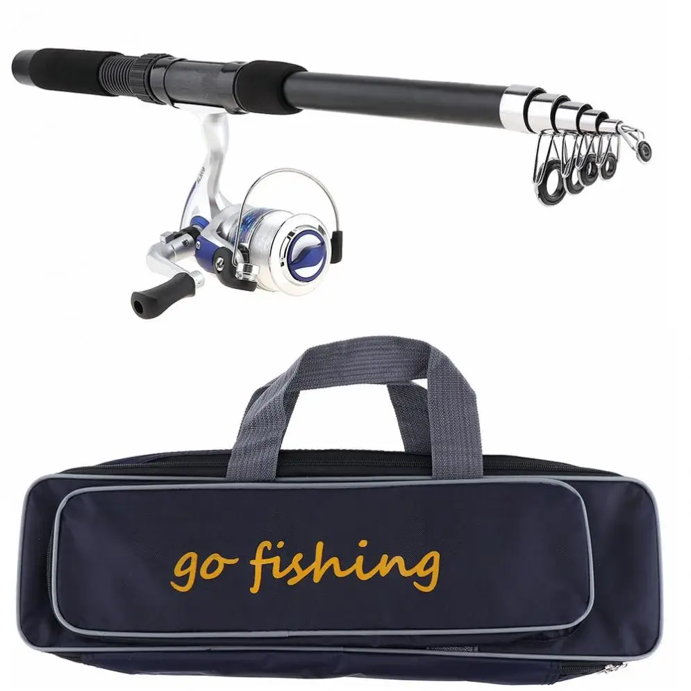 1.8m Telescopic Fishing Rod Spinning Pole Reel Combo Full Kit With Line Float 
