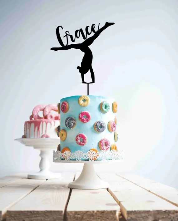 Decoration De Gateau Personnalise En Acrylique Gymnastique En Bois Nom Et Age Aliexpress