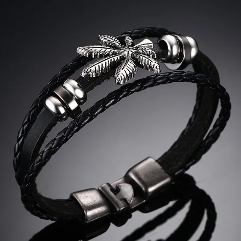 Мужской кожаный браслет 8 5 дюйма|leather bracelet with pearls|leather and metal braceletleather strips for sale |