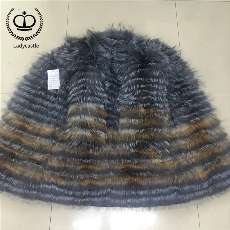 Best 2018 New Real Sliver Fox Fur Coat With O-Neck Collar Long Jacket Big Size For Women Down Fox Fur Coat From Natural Winter FC-044 23