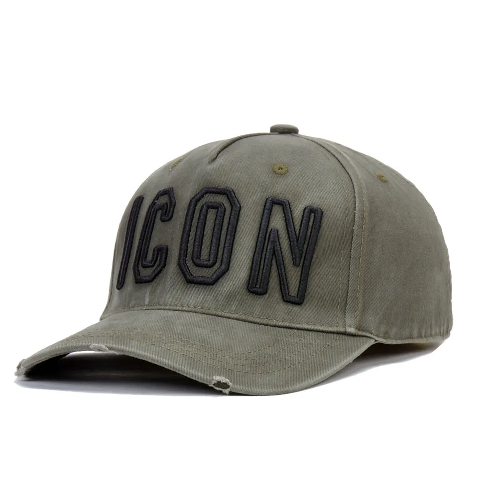 DSQICOND2 бренд DSQ черные шапки с твердым узором шапки с надписью значок Кепка папа хип-хоп бейсболка Snapback Кепка для мужчин и женщин - Цвет: Army Green