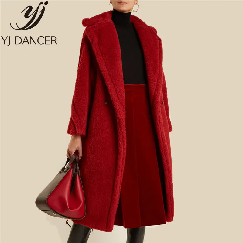 Зимнее Новое теплое модное женское повседневное Свободное пальто размера плюс, толстое пальто из искусственного меха и плюша, Женское пальто из искусственного меха Ljj0206 - Цвет: red