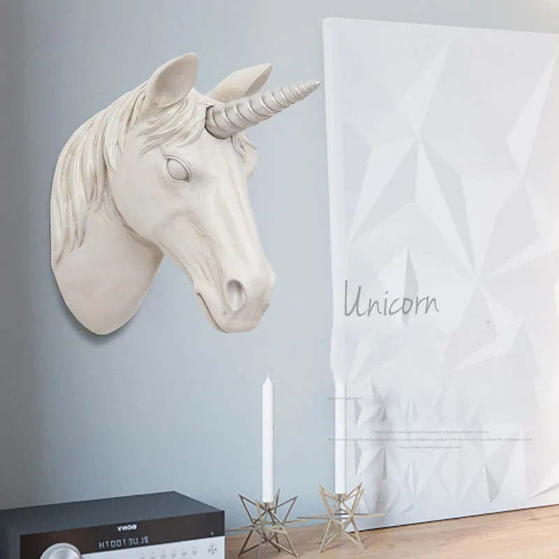 

American creative unicorn wall hanging animal resin stereo head wall hanging wall decoration back wall gift sculpture statue