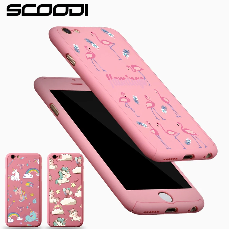 

Unicorn Flamingo case For iPhone 6 6S 7 8 Plus Case 360 Degree Full Coverage Cases Plastic Case For iPhone 5S 5 SE X XS 8P coque
