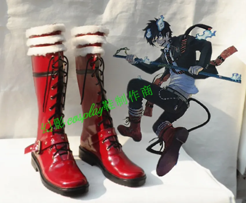 

Blue Exorcist Rin Okumura Red Halloween Long Cosplay Shoes Boots H016
