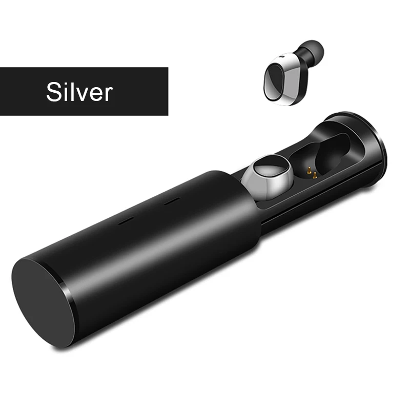 Nasin TWS19 настоящие беспроводные Bluetooth наушники мини стерео наушники Bluetooth 5,0 гарнитура с зарядным устройством для xiaomi huawei - Цвет: balck and silver
