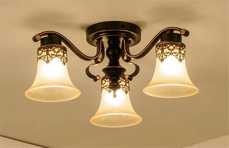 Винтажный потолочный светильник, антикварная металлическая стеклянная люстра, потолочный светильник, ретро светильник, E27, светодиодная лампа - Цвет корпуса: 3 heads