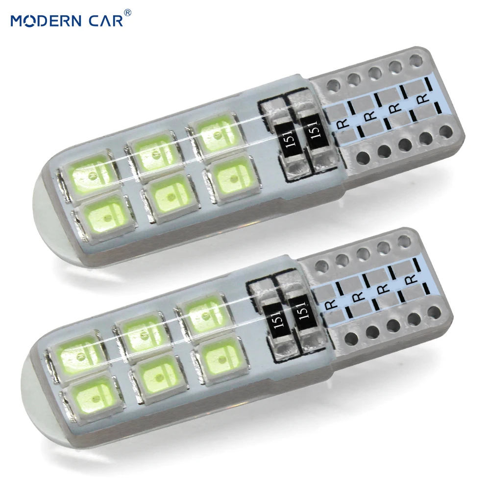 

MODERN CAR 2xT10 2835 W5W 12SMD Signal Trunk Lights Silicone Waterproof T10 194 168 LED Error Free Canbus Clearance Parking Lamp