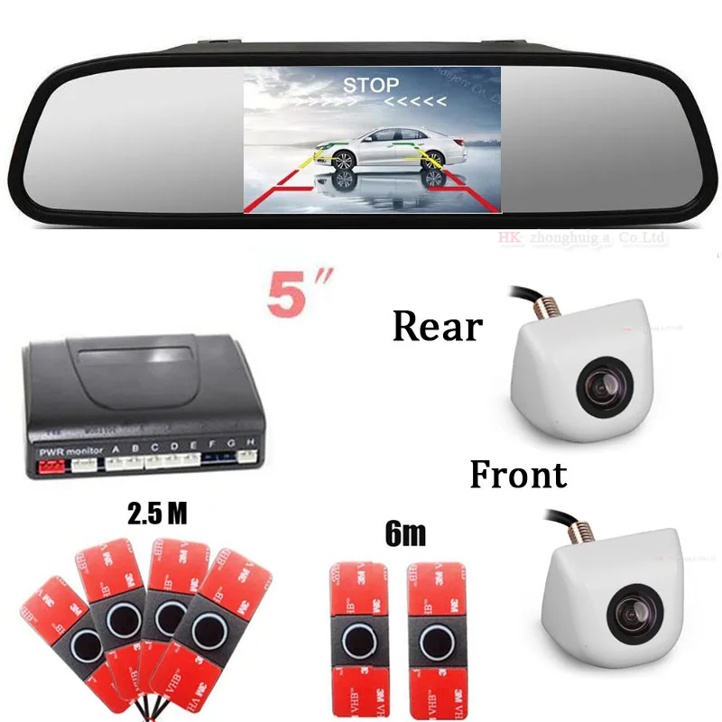 5'' Car Rearview Mirror Monitor Video Dualcore Car Parking Sensor Show