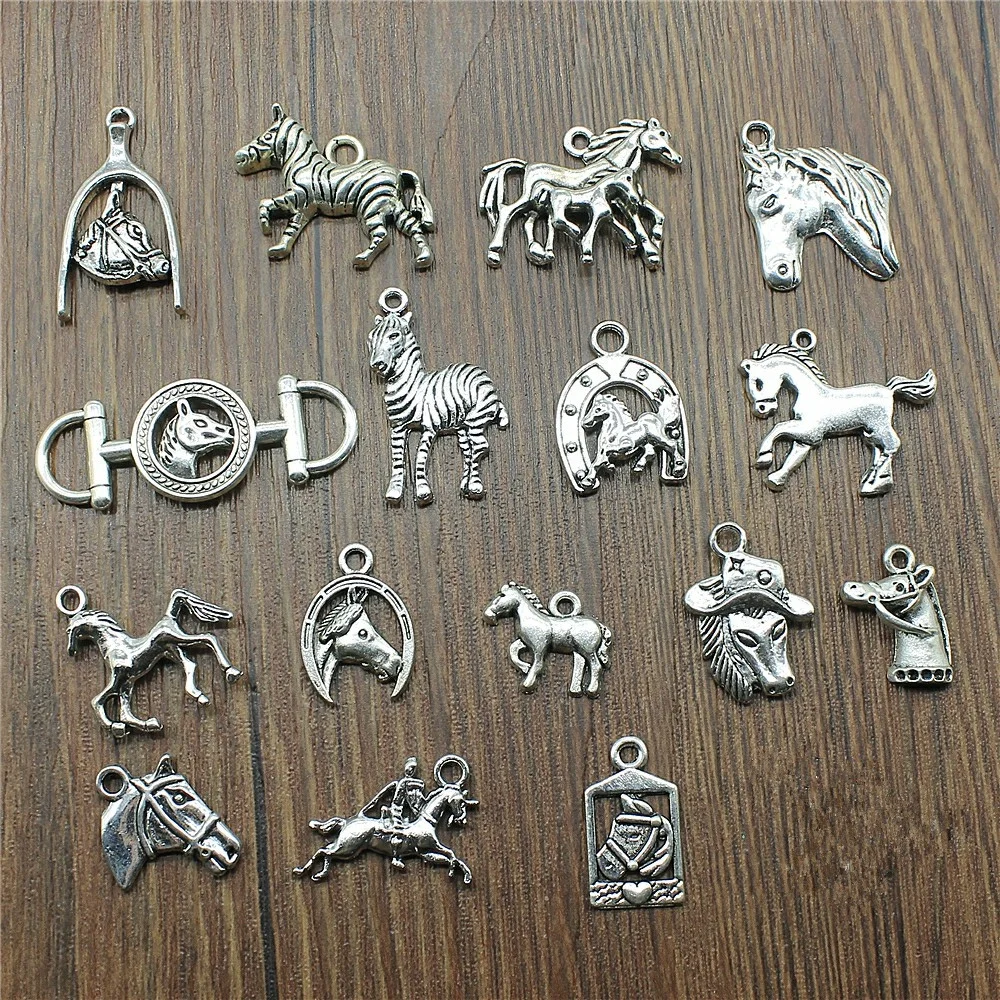

10pcs Charm Horse Vintage Antique Silver Color Horse Pendant Charm Horse Head Charm Jewelry Accessories