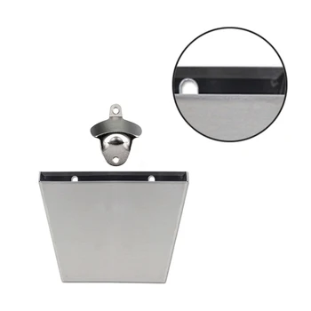 

Useful Stainless Steel Wall-mounted Bottle Opener With Bottle Cap Catcher Bin Holds Collection Bucket Includes #06