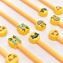 Симпатичная выразительная гелиевая ручка с мультяшным смайликом, силиконовая, 0,5 мм, черная, для обучения, офисные канцелярские принадлежности