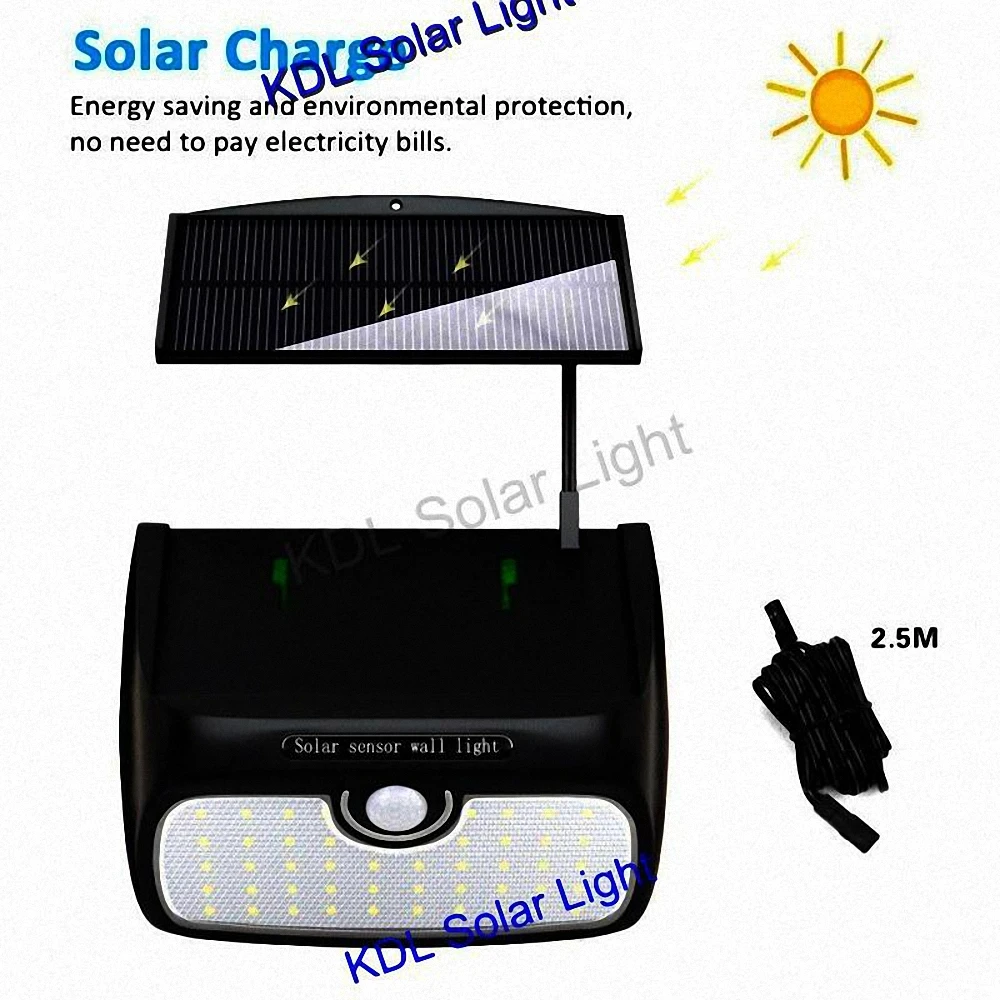 

3pcs/lot 48 leds split solar panel indoor Light PIR motion radar smart 2018 Modern LED Solar Lamp to for Garden Back Door Step S