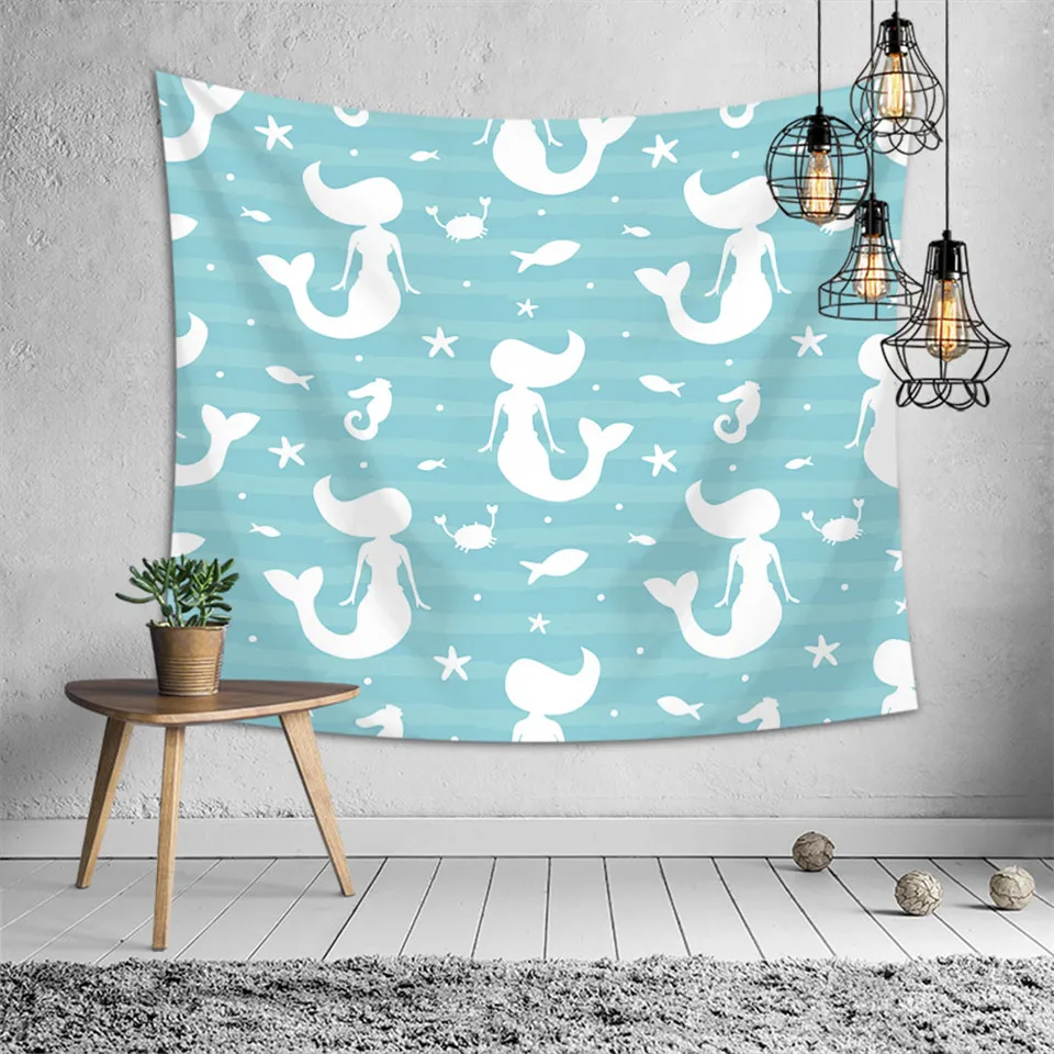 

SOFTBATFY Mermaid Tapestry Cactus Wall Hanging Home Decor