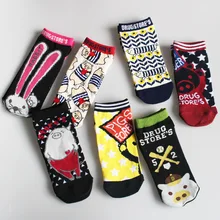 Летняя мода Повседневное с мультяшное животное, свинка кролик вязаные носки тапочки Kawaii для девочек носки Для женщин носки