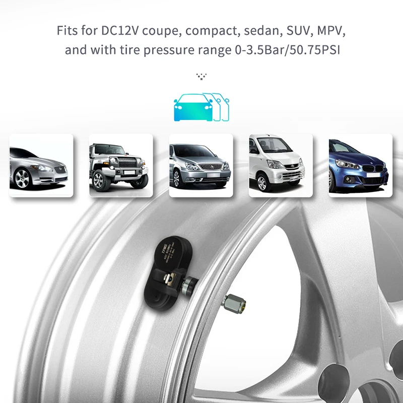Монитор давления в шинах Easyguard перезаряжаемый TPMS с 4 внутренними датчиками и