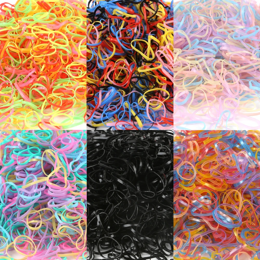 hair clips for women 1000pcs/bag Colorful Rings Hairband Rope Silicone Ponytail Holder Rubber Band Scrunchies Tie Gum Girls Hair Accessories flapper headband