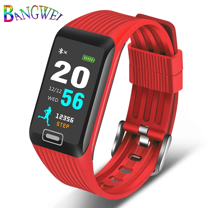 BANGWEI Новые смарт-часы для мужчин и женщин фитнес-трекер пульсометр Монитор артериального давления умные часы спортивные часы для ios android - Цвет: red