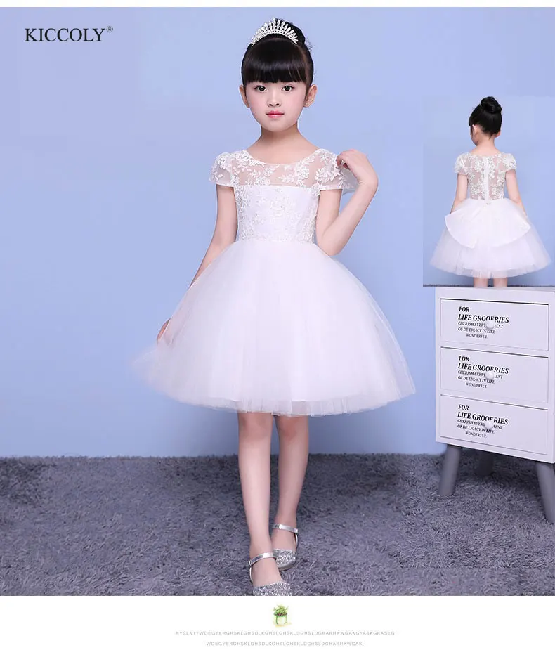 

KICCOLY 2018 Baby Girl Floral White Tutu Dress Lace Princess Wedding Christening Gown Dress Girls Clothes For Kids Vestidos