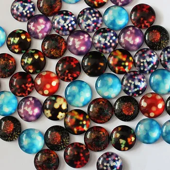 

10mm Mixed Style Stars Round Glass Cabochon Flatback Photo Dome Jewelry Finding Cameo Pendant Settings 50pcs/lot (K02831)