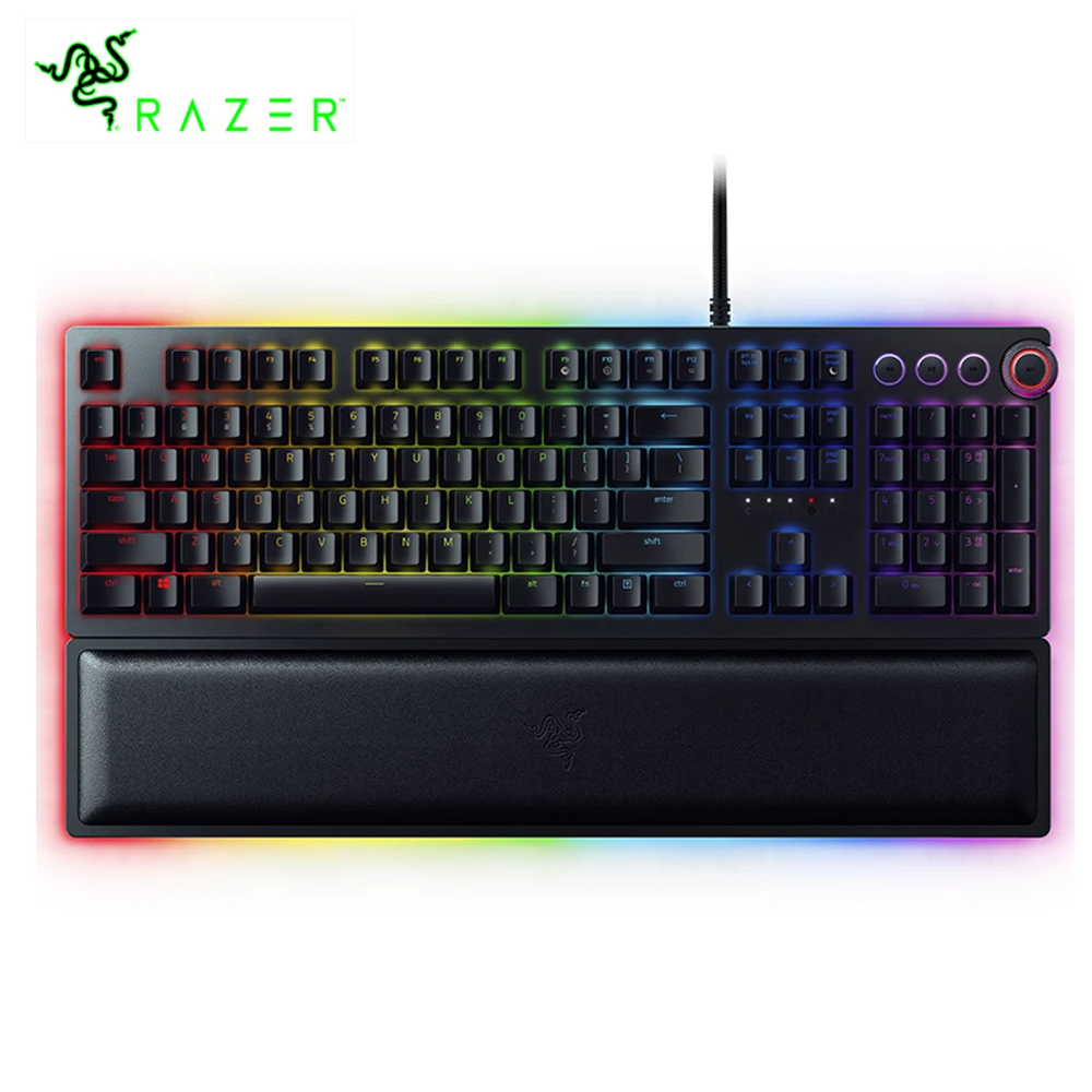

Razer Huntsman Elite Wired Mechanical Switches Gaming Keyboard RGB Backlit Ergonomic Wrist Rest Tactile Keyboard Gaming For PC