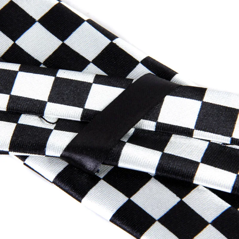 Полиэфирная пряжа галстук шеи галстук с черно-белой клетчатой для мужчин
