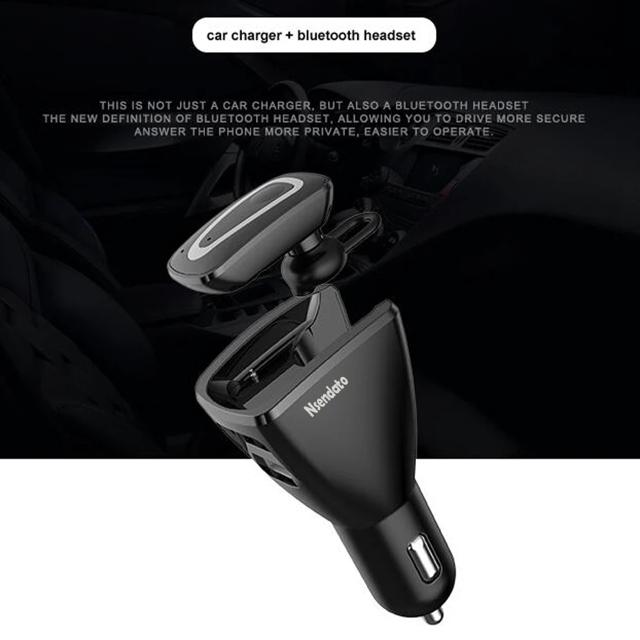 2 In 1 Wireless Bluetooth Earphone & Car Kit Charger Bluetooth Headset