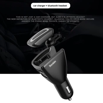 

2 In 1 Wireless Bluetooth Earphone & Car Kit Charger Bluetooth Headset Answer Call With Dual USB For Car Phone Charger