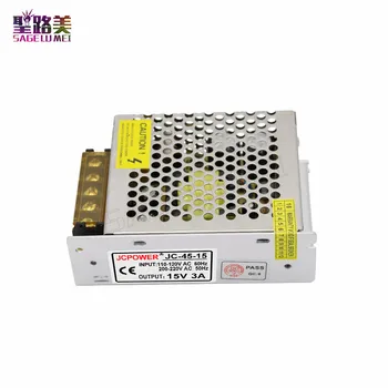 

Free shipping High Quality AC110V 220V TO DC15V 3A 45W Lighting Transformers DC15V LED Charger Constant voltage For LED Lights